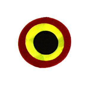 Rimmed Eyes Chartreuse & Red Size 3/8"