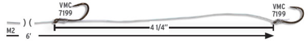 VMC Snelled Hook Black Nickel Style M2