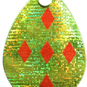 Colorado Spinner Blade-Size 3-Chartreuse & Orange Diamond Iridescent Foilistic