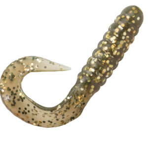Swirltail Grubs 3" Motor Oil Gold Glitter