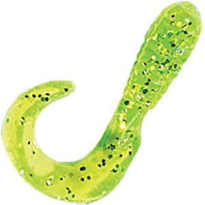 Swirltail Grubs 1" Chartreuse Silver Glitter