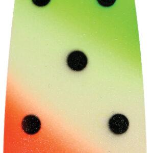 Super Glow Trolling Thin Spoons-Green and Orange with Black Dots-Size T3