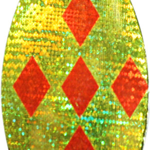 Indiana Spinner Blade-Size 3-Chartreuse & Orange Diamonds Iridescent Foilistic