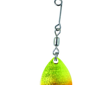 Jig Spinner-Chartreuse with Orange Iridescent Foil-Size 2