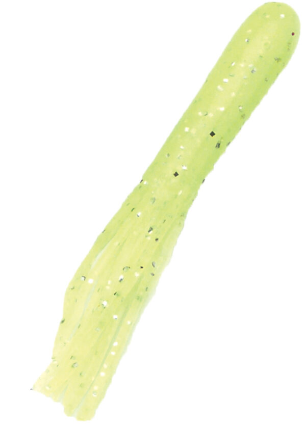 Tube Tails- Chartreuse Silver Glitter Size 4"