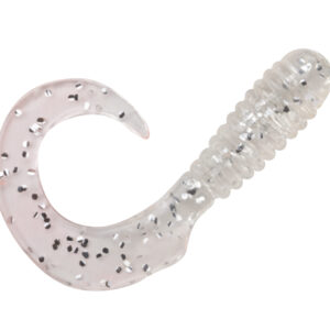 Swirltail Grubs 1" Clear Silver Glitter