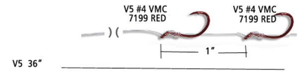 VMC Snelled Hook Red Hook Style V5